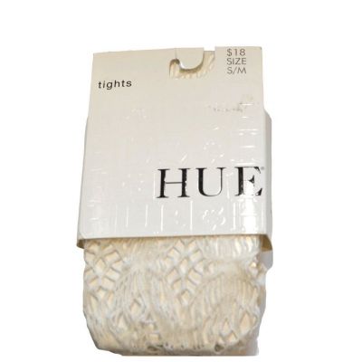 HUE Ladies White Abstract Fishnet Tights, Size S/M, NWT